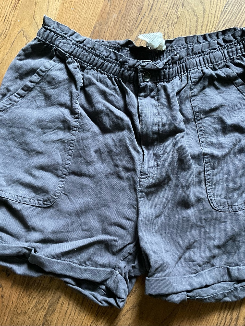 Joie Gray Elastic-Waist LinenShorts